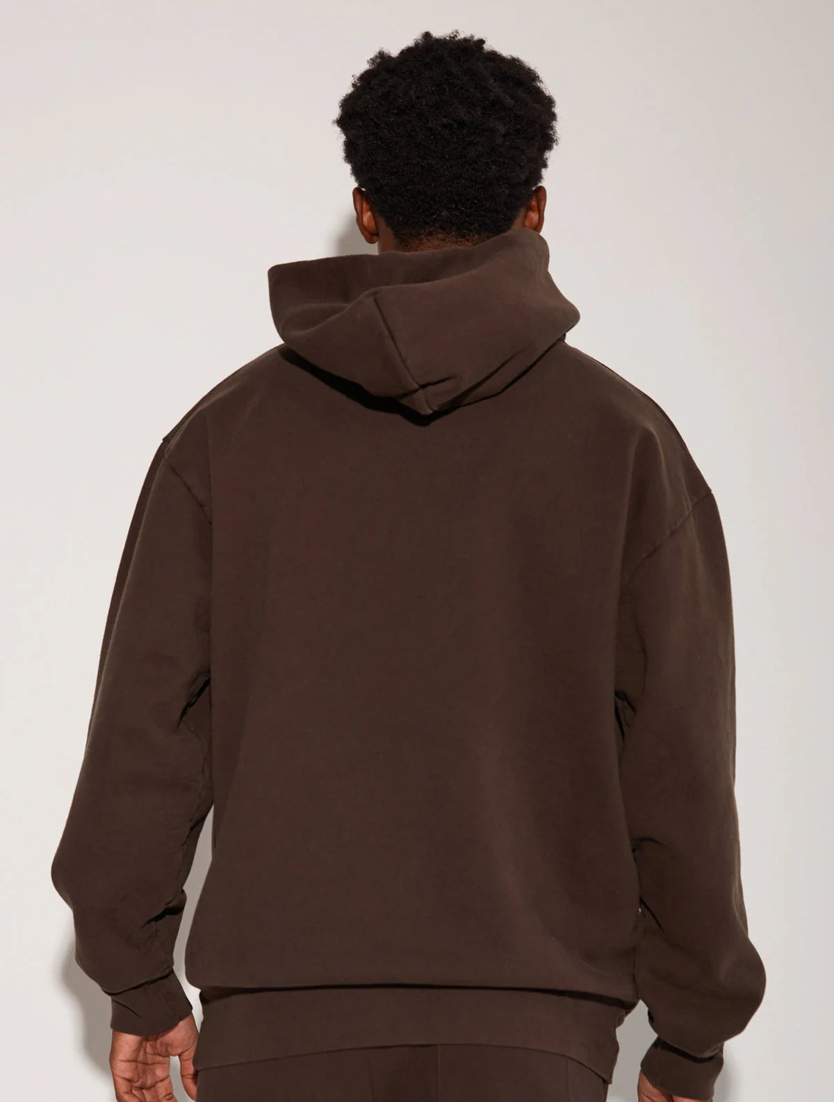 HEAVY FLEECE HOODED SWEATSHIRT BROWN
