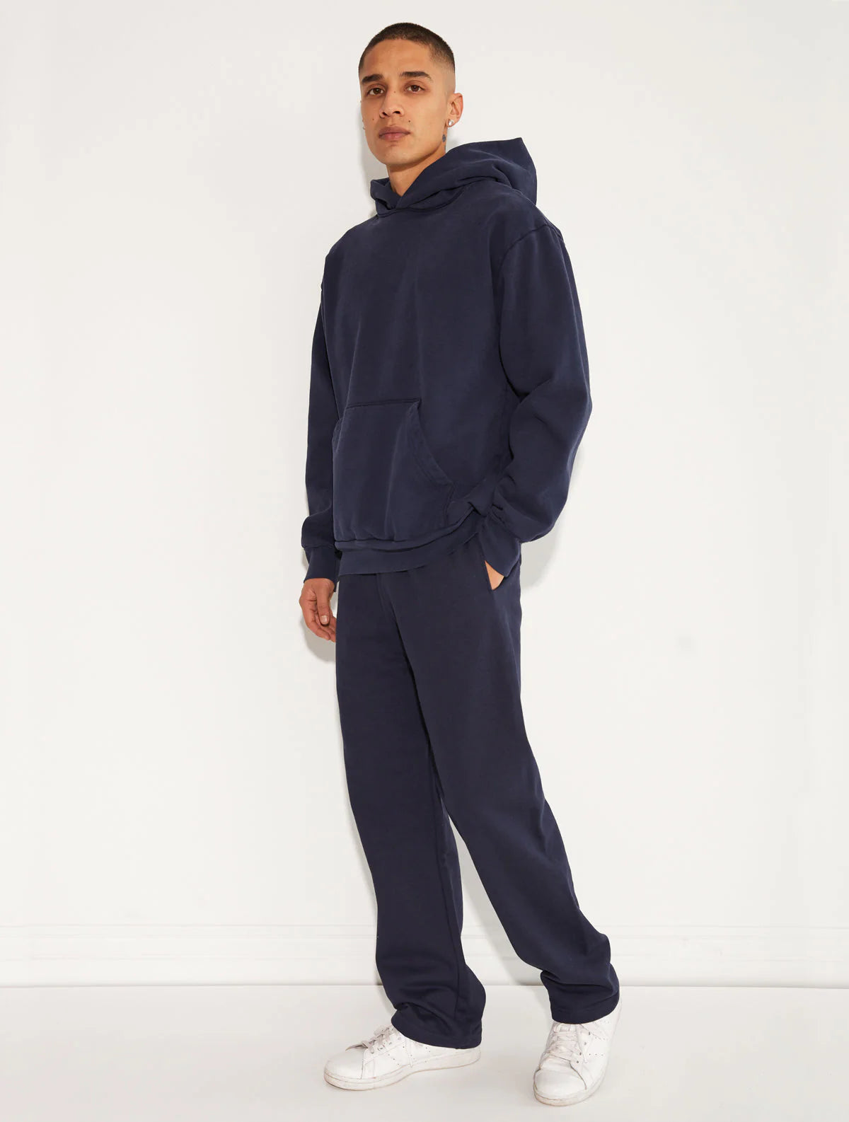 HEAVY FLEECE HOODED SWEATSHIRT NAVY