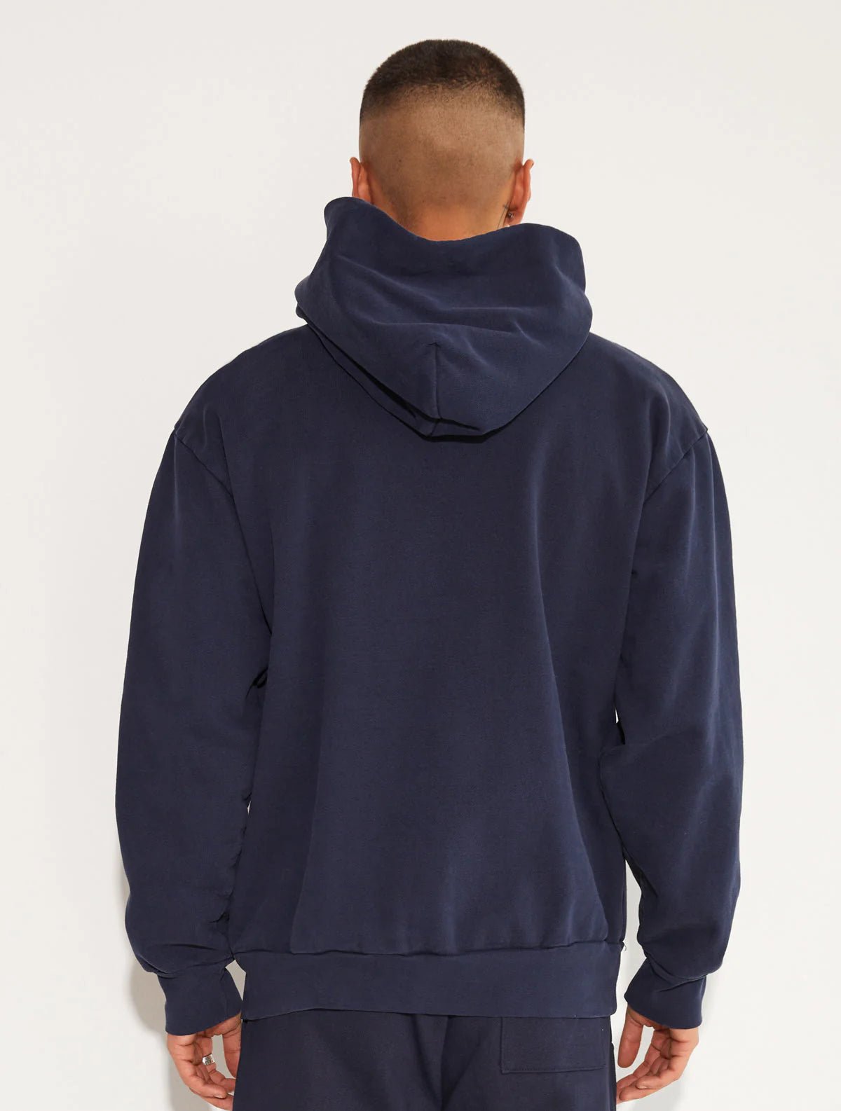 HEAVY FLEECE HOODED SWEATSHIRT NAVY