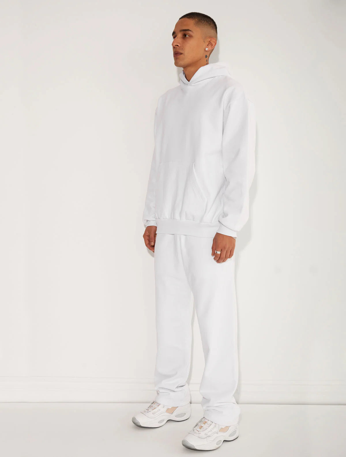 HEAVY FLEECE HOODED SWEATSHIRT WHITE