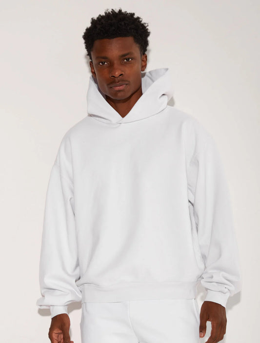 HEAVY FLEECE HOODED SIDEPOCKET SWEATSHIRT WHITE