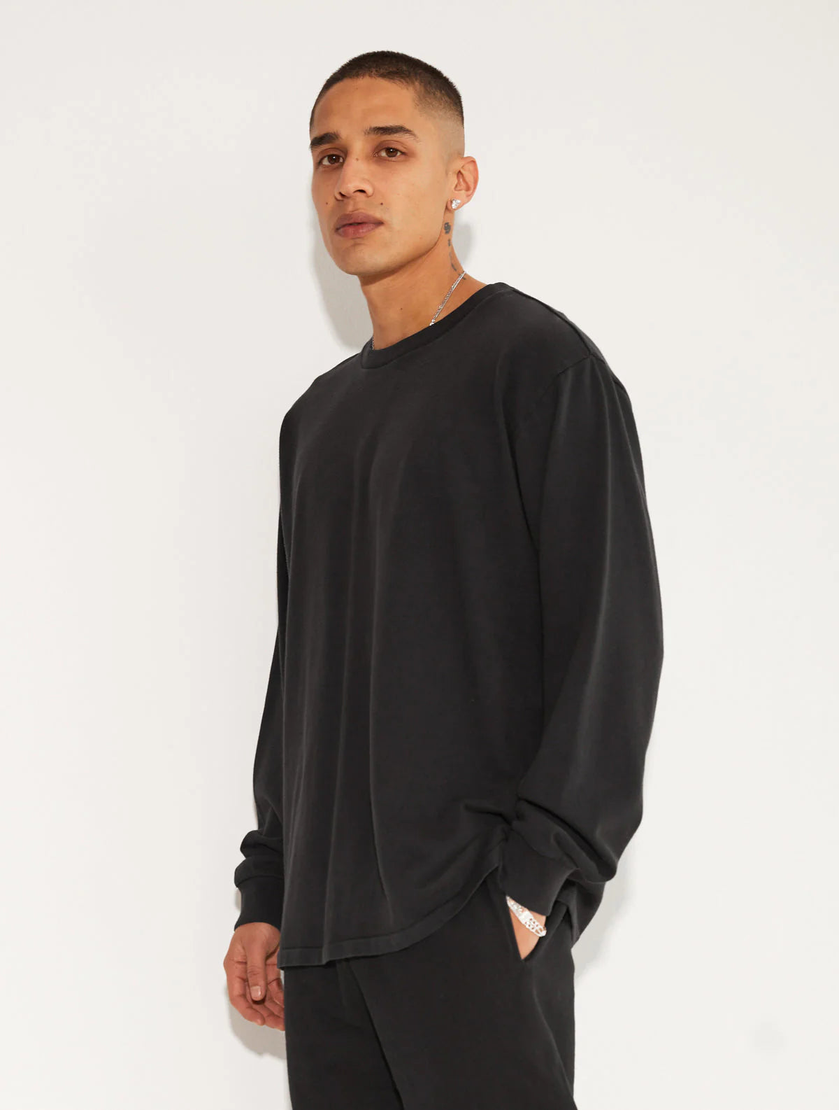 HEAVY JERSEY LONG SLEEVE SHIRT BLACK