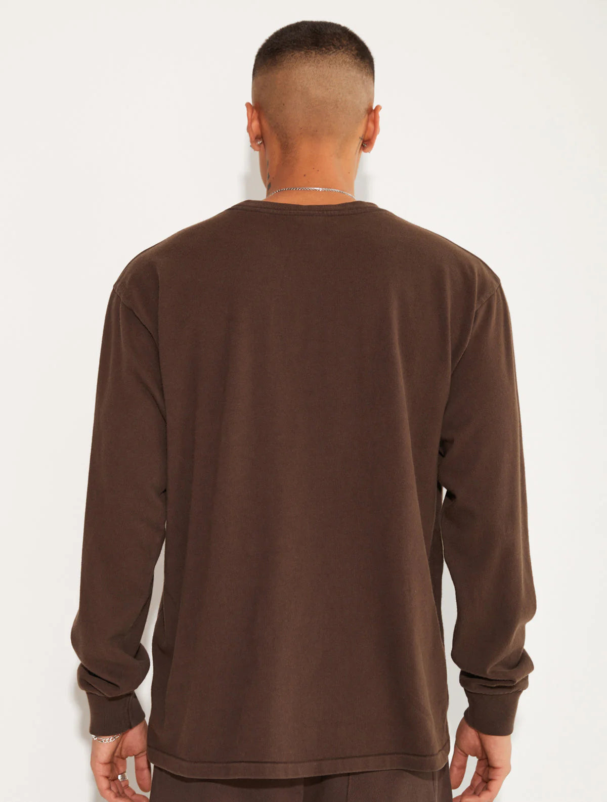 HEAVY JERSEY LONG SLEEVE SHIRT BROWN