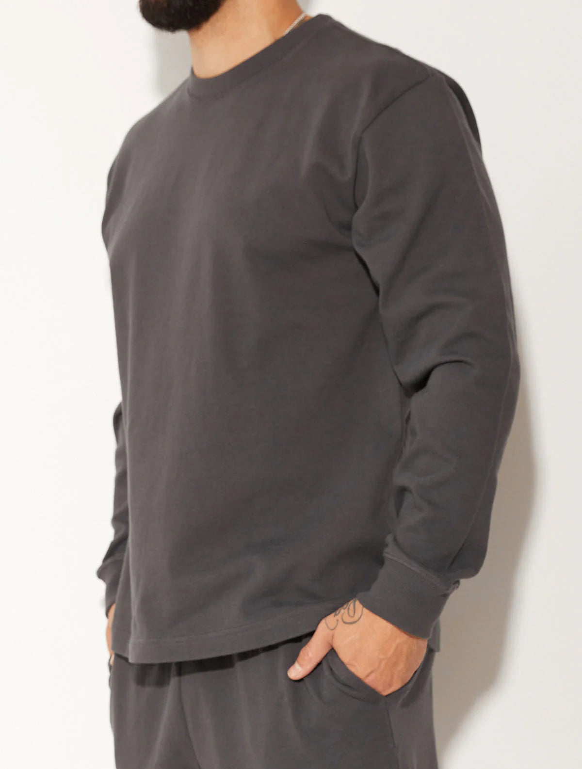 HEAVY JERSEY LONG SLEEVE SHIRT ASH