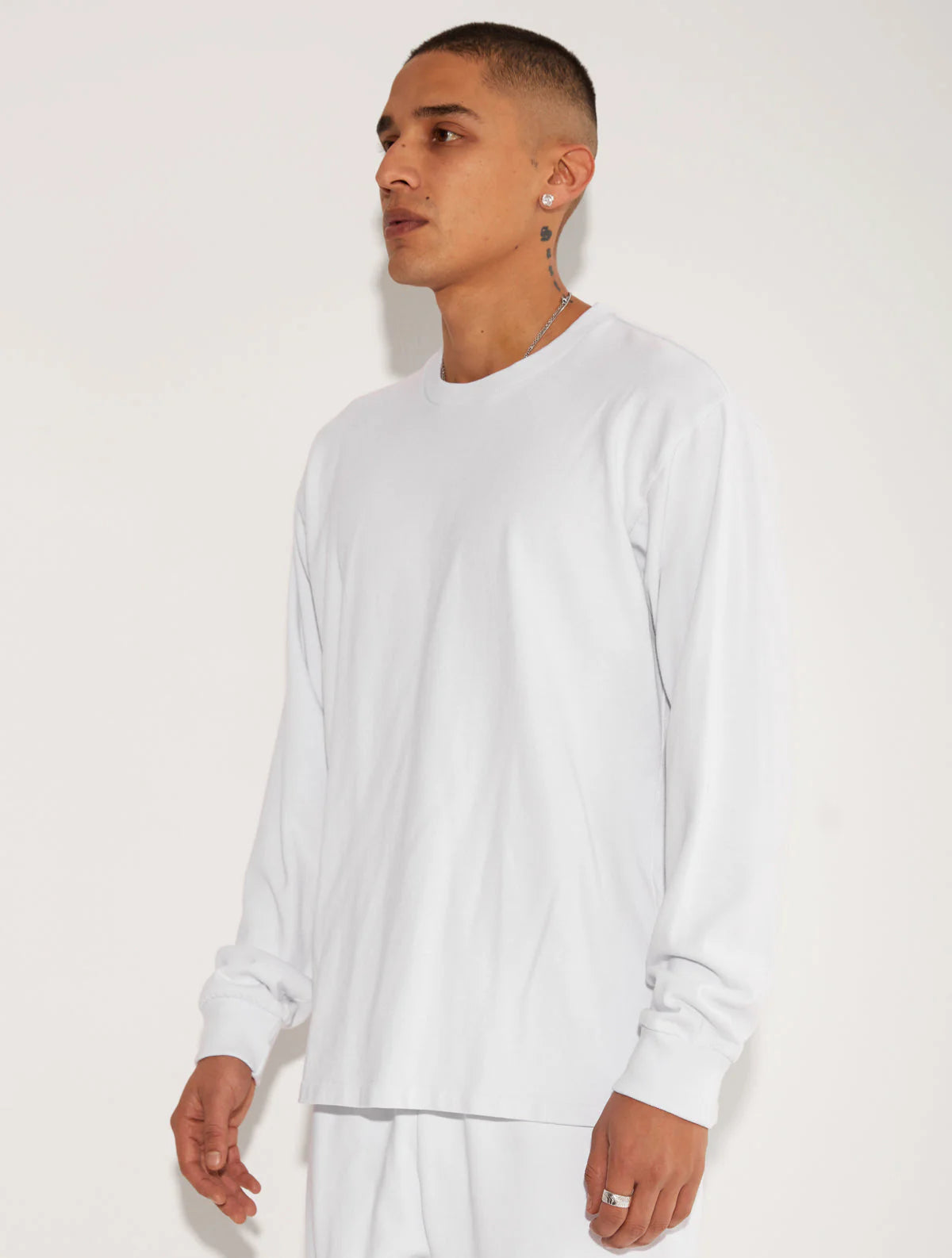 HEAVY JERSEY LONG SLEEVE SHIRT WHITE