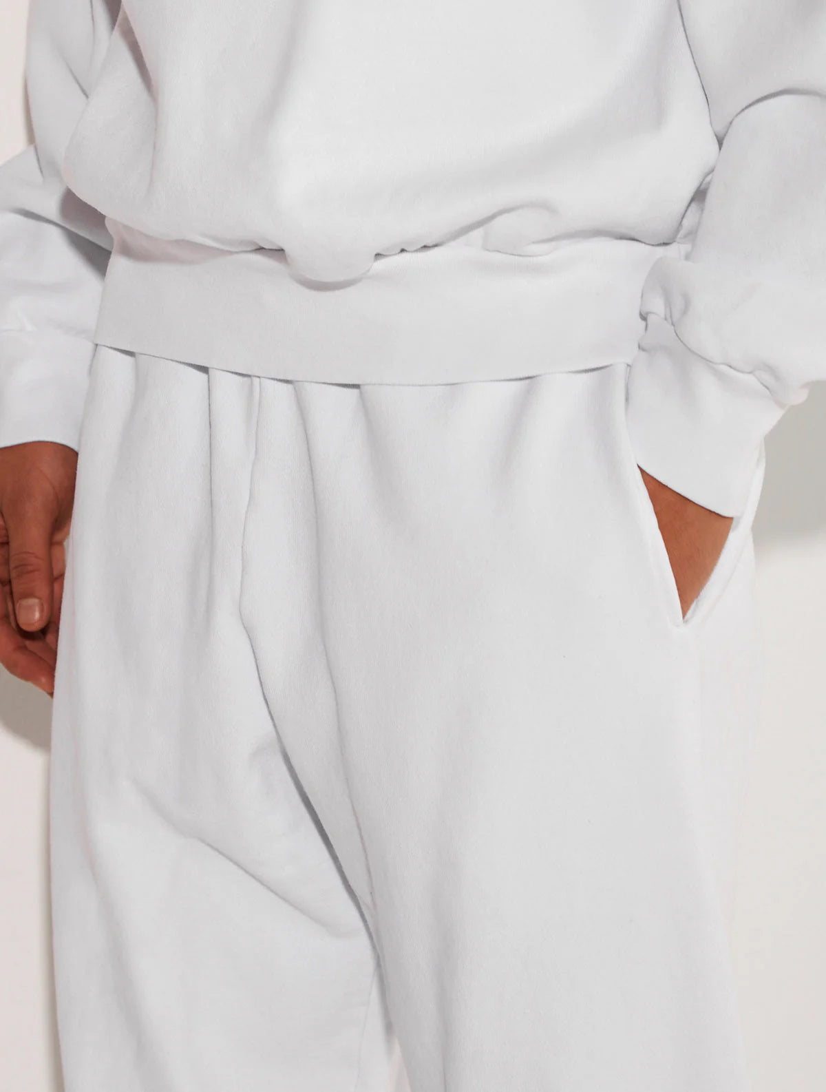 HEAVY FLEECE CUFFED LEG SWEATPANT WHITE