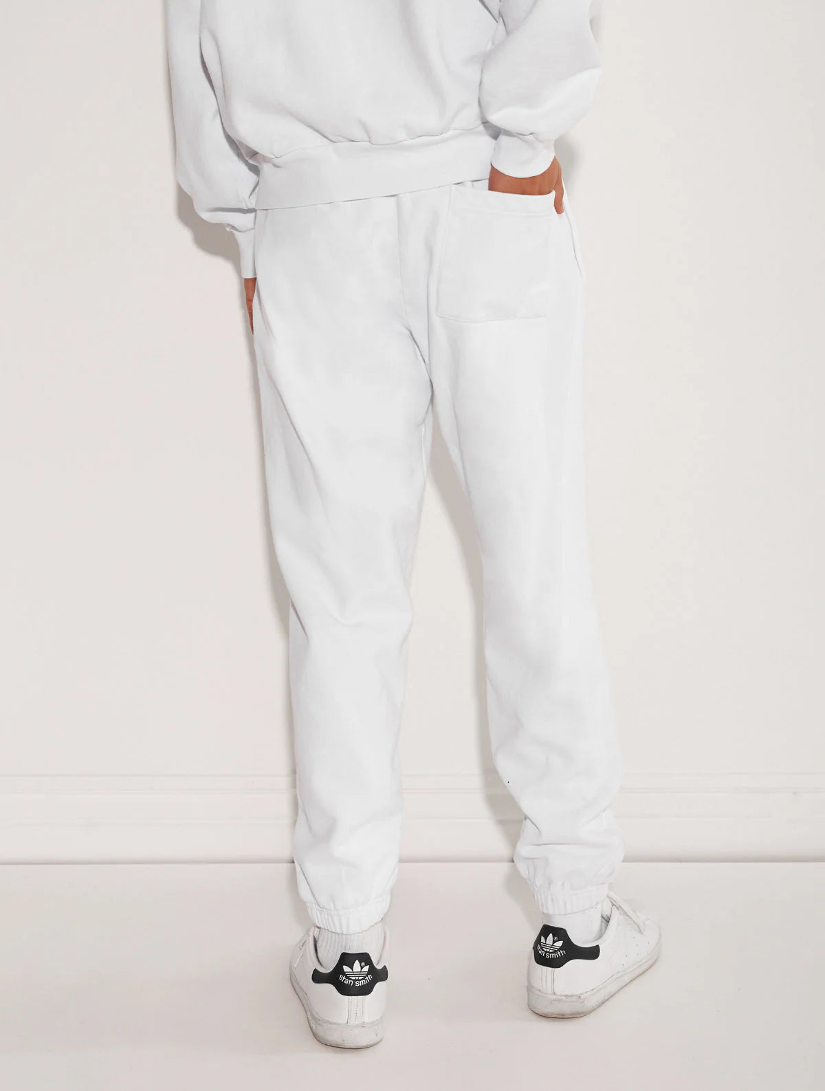 HEAVY FLEECE CUFFED LEG SWEATPANT WHITE