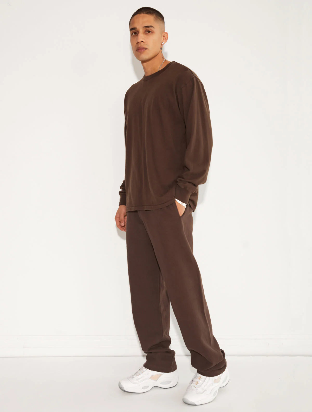 HEAVY FLEECE STRAIGHT LEG SWEATPANT BROWN