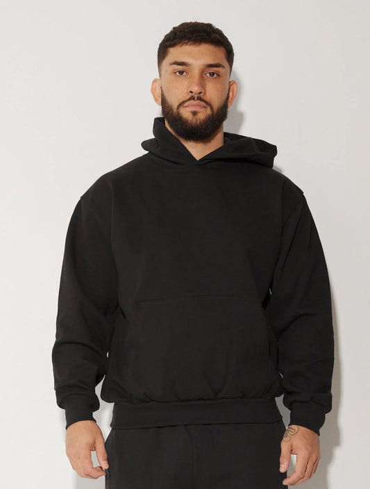 HEAVY FLEECE HOODED SWEATSHIRT BLACK
