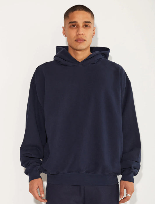HEAVY FLEECE HOODED SIDEPOCKET SWEATSHIRT NAVY