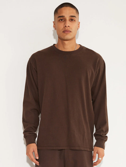 HEAVY JERSEY LONG SLEEVE SHIRT BROWN