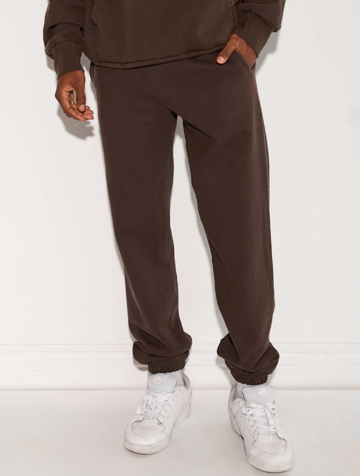 HEAVY FLEECE CUFFED LEG SWEATPANT BROWN