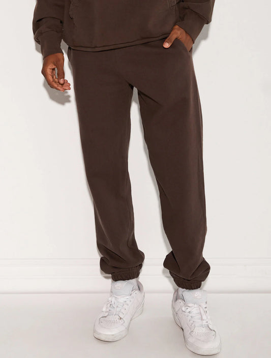 HEAVY FLEECE CUFFED LEG SWEATPANT BROWN