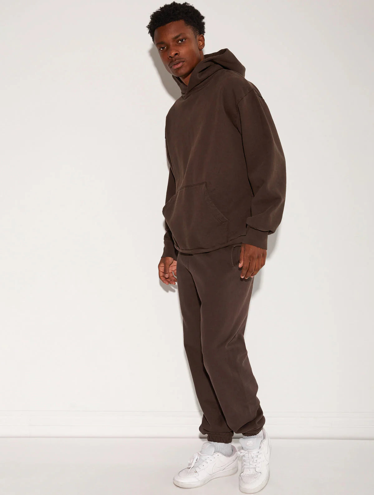 HEAVY FLEECE CUFFED LEG SWEATPANT BROWN