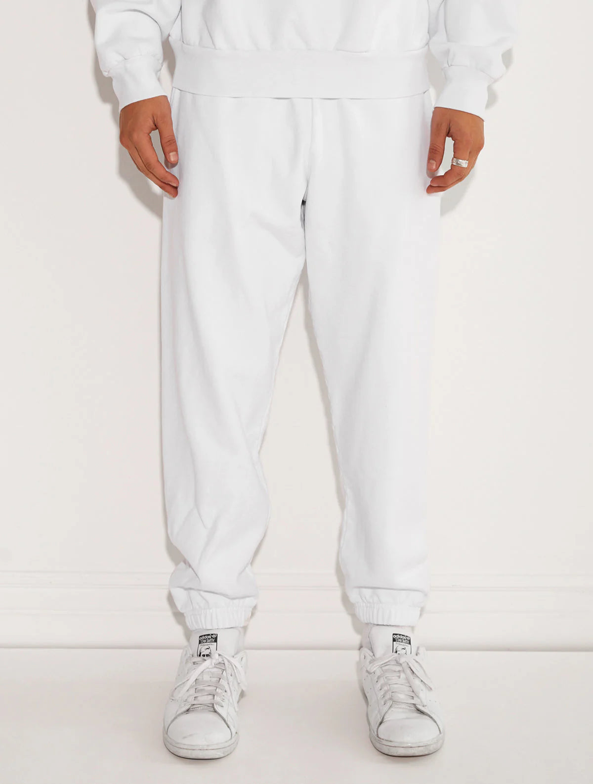 HEAVY FLEECE CUFFED LEG SWEATPANT WHITE