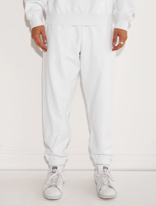 HEAVY FLEECE CUFFED LEG SWEATPANT WHITE