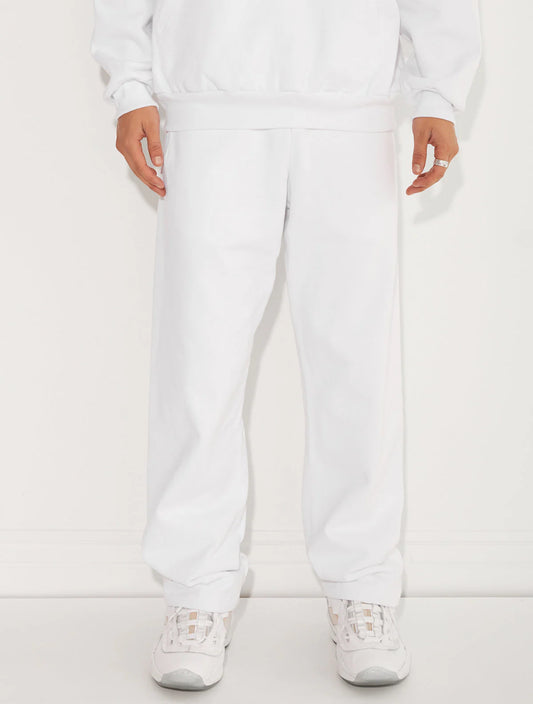 HEAVY FLEECE STRAIGHT LEG SWEATPANT WHITE